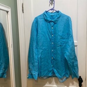 Tommy Bahama Turquoise Blue Men’s 100% Linen long sleeve shirt xxl